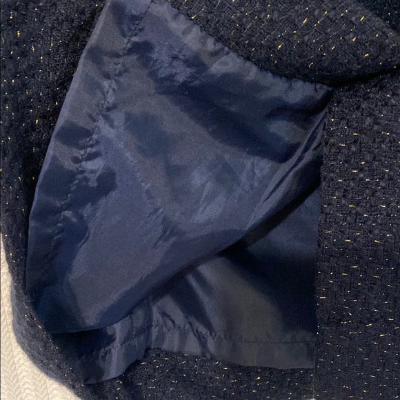 Merona Skirt Pencil Knee Length Navy Blue with Gold Thread Bouclé Lined Size 10 - Picture 5 of 8